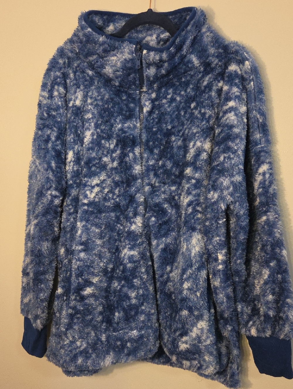 LuLaRoe Nancy Blue Marled Teddy Zip-Up Jacket